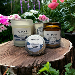 Petrichor Soy Candles and Melts - Warm Rain on Spring Leaves