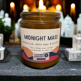 Midnight Mass Soy Candles and Melts - Smoked Oud, White Sage, & Lavender - Netflix Inspired