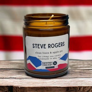 Steve Rogers Soy Candles and Melts - Clean Linen & Apple Pie - Superhero Inspired
