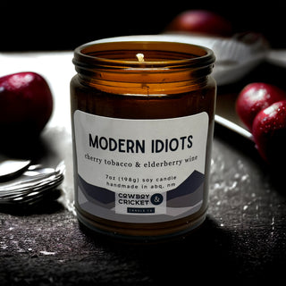 Modern Idiots Soy Candles and Melts - Cherry Tobacco & Elderberry Wine
