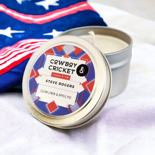 Steve Rogers Soy Candles and Melts - Clean Linen & Apple Pie - Superhero Inspired
