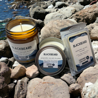 Blackbeard Soy Candles and Melts - Gunpowder, Sea Salt, & Orchid - Pirate Inspired