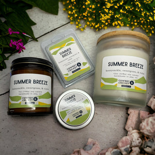 Summer Breeze Soy Candles and Melts - Honeysuckle, Sweetgrass, & Violet